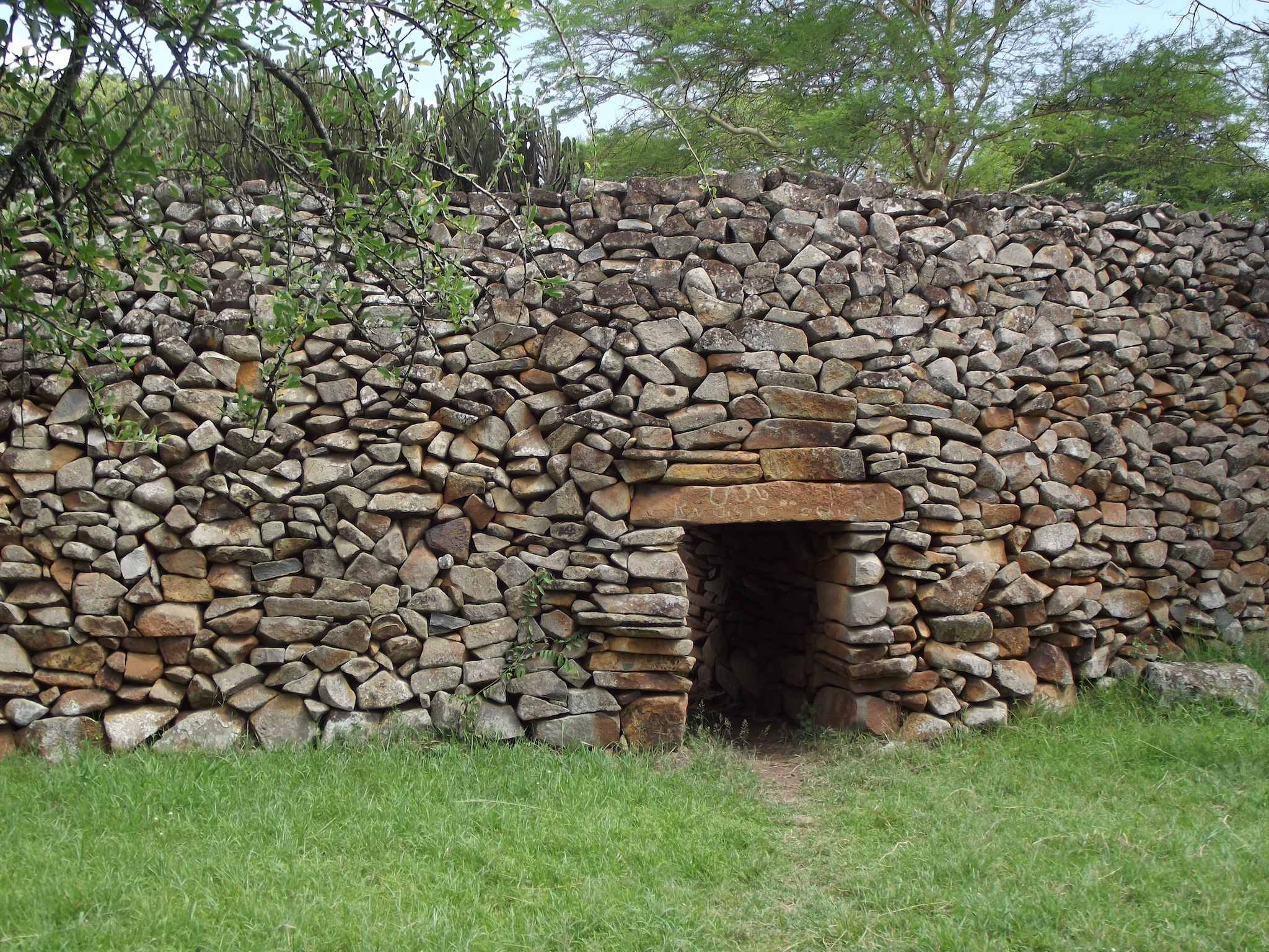 Photograph of a stone walled entrance to Thimlich Ohinga, Kenya